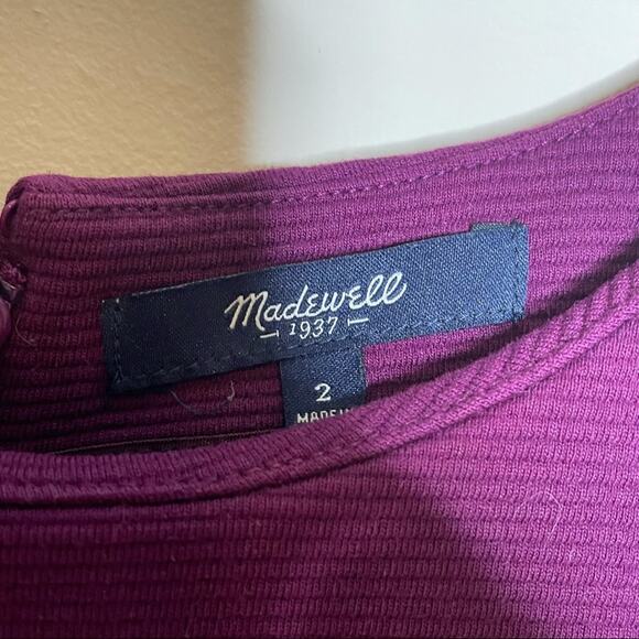 MADEWELL short sleeve crew neck gallerist ponte dress eggplant purple size 2 - Picture 5 of 6
